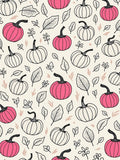 Bold Pink Pumpkin Leafy Fall Motif Rug