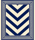 Bold Navy Chevron Rectangular Border Rug