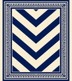 Bold Navy Chevron Rectangular Border Rug