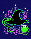 Whimsical Witch Hat and Cauldron Rug
