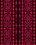 Red Black Buffalo Plaid Mandala Rug