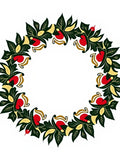 Crimson Green Leafy Garland Swirl Rug