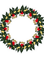 Crimson Green Leafy Garland Swirl Rug