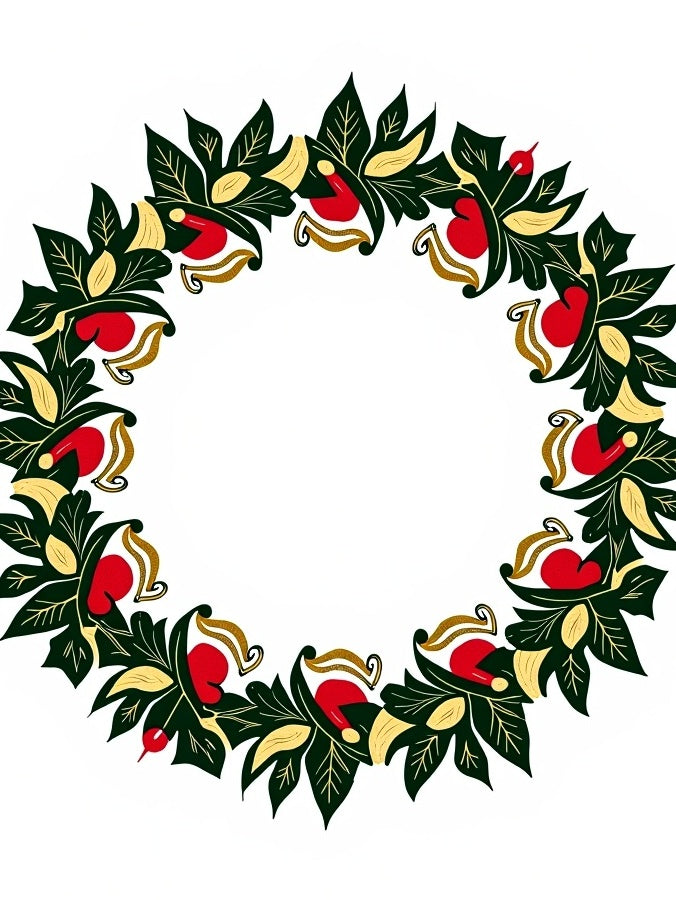 Crimson Green Leafy Garland Swirl Rug