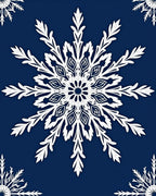Navy White Lace Snowflake Mandala Rug