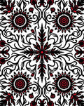 Bold Red Floral Sunburst Mandala Rug