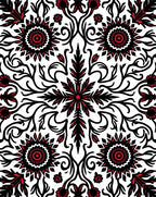 Bold Red Floral Sunburst Mandala Rug