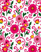 Vibrant Hot Pink Floral Scroll Rug