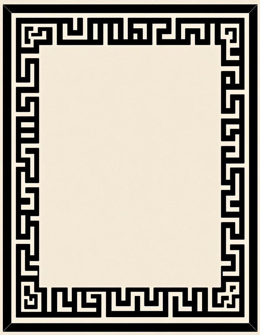 Black Ivory Ancient Greek Border Rug
