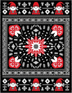 Whimsical Red Gnome Snowflake Folk Rug