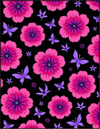 Pink Purple Floral Butterfly Garden Rug