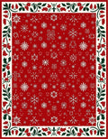 Red Snowflake Winter Holly Border Rug