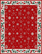 Red Snowflake Winter Holly Border Rug
