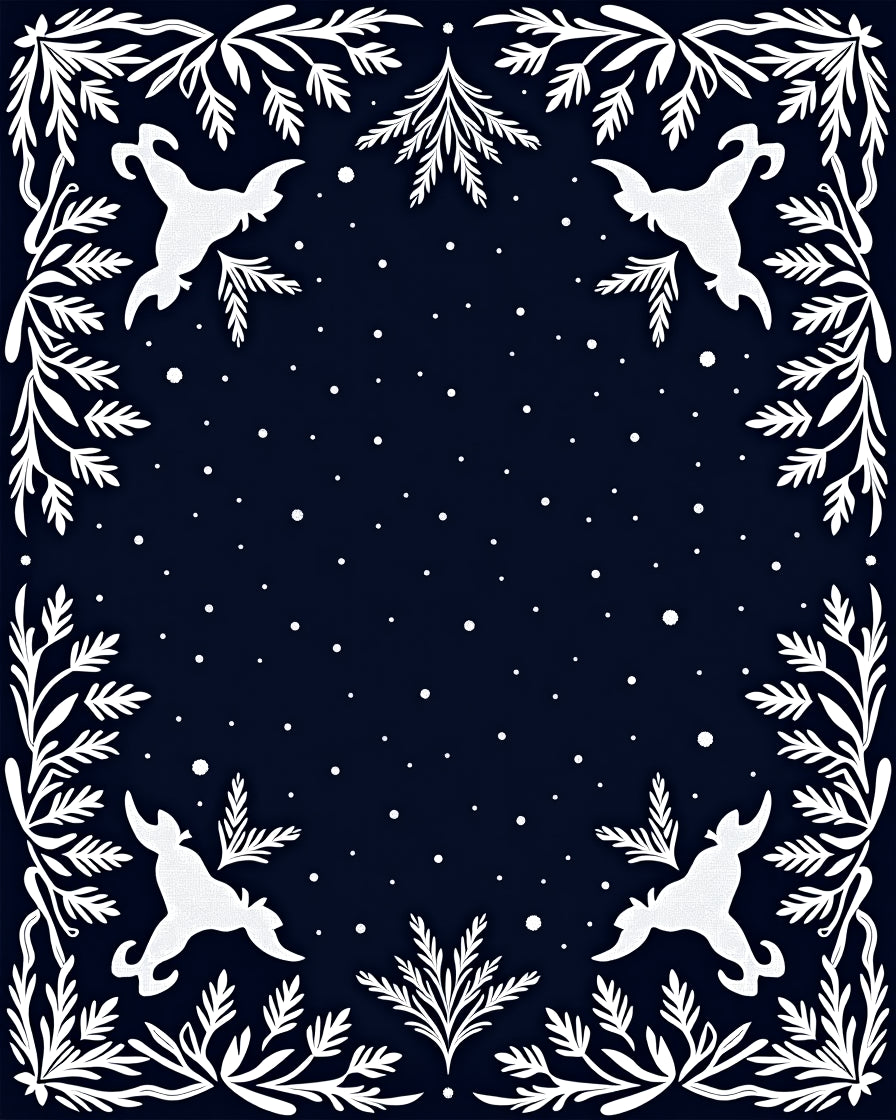 Deep Blue Night Woodland Creatures Rug