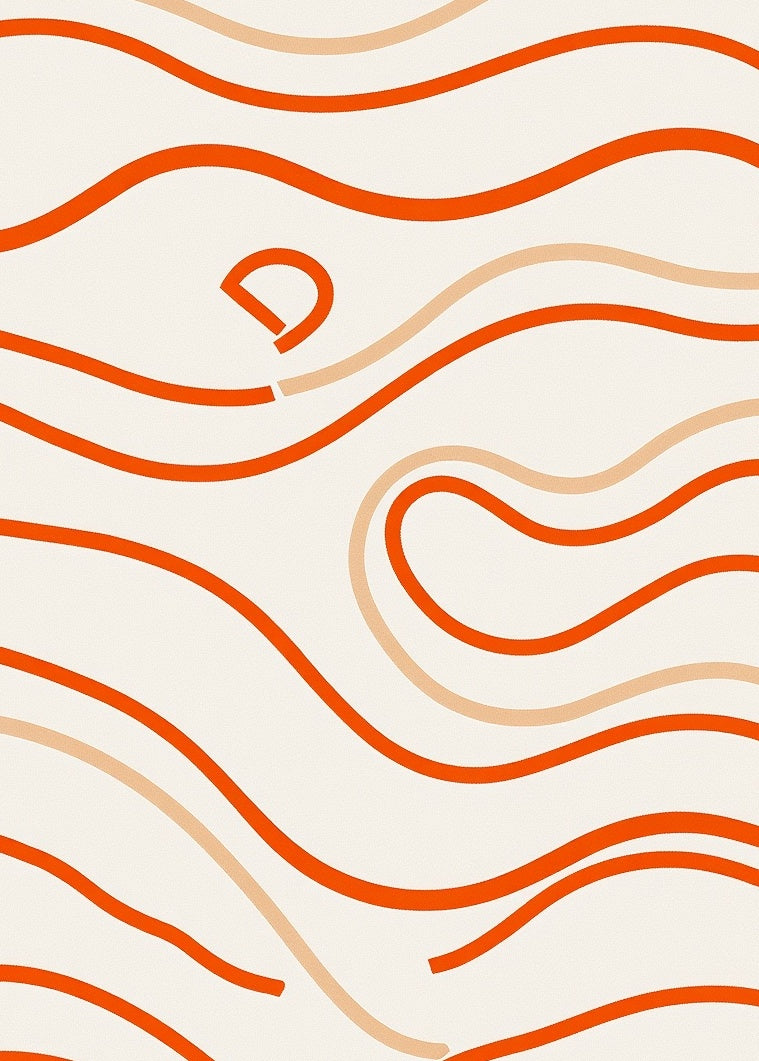 Warm Orange Wavy Lines Rug
