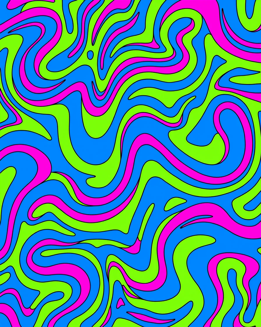 Psychedelic Swirl Blue Green Pink Rug