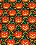 Grinning Orange Halloween Pumpkins Floral Rug
