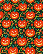 Grinning Orange Halloween Pumpkins Floral Rug