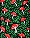 Whimsical Red White Mushroom Woodland Rug
