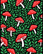 Whimsical Red White Mushroom Woodland Rug