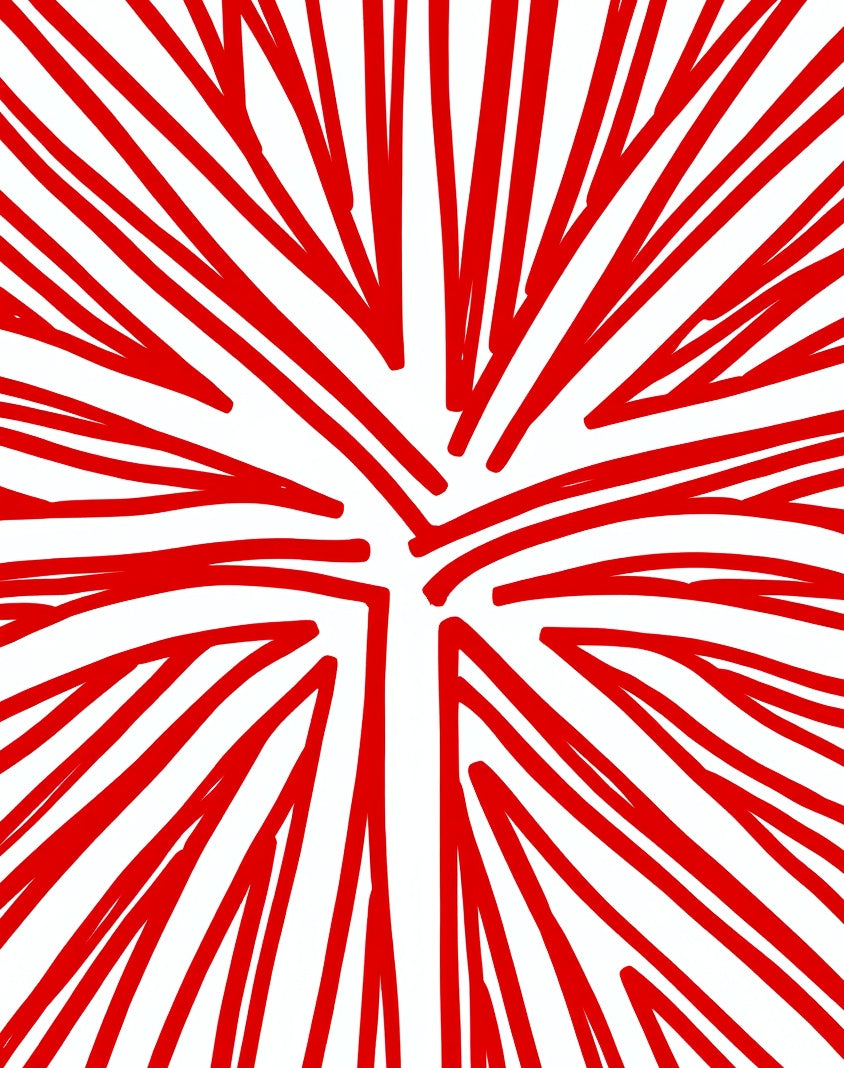 Bold Red Radial Abstract Rug