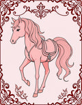 Pastel Pink Horse Carousel Frame Rug