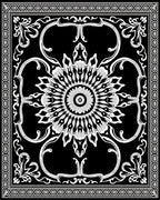 Art Nouveau Black And White Floral Rug