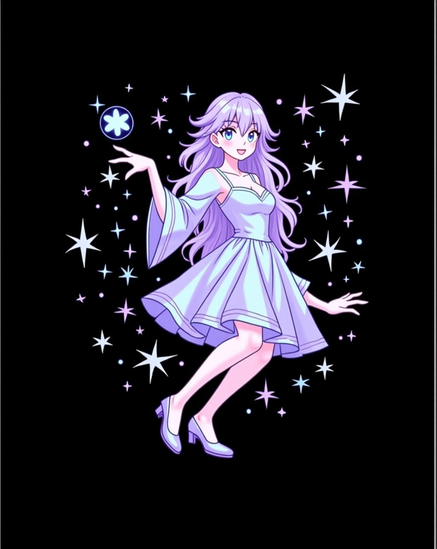 Kawaii Stardust Princess Lavender Stars Rug