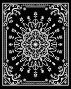 Intricate White Floral Mandala Black Rug