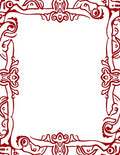 Red Ornate Scrollwork Border Rug