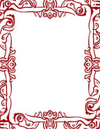 Red Ornate Scrollwork Border Rug