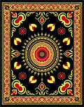 Crimson Gold Sun Burst Medallion Rug