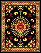 Crimson Gold Sun Burst Medallion Rug