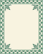 Emerald Green Traditional Scroll Border Rug