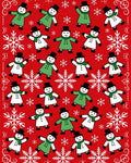 Red Snowmen With Green Coats Rug