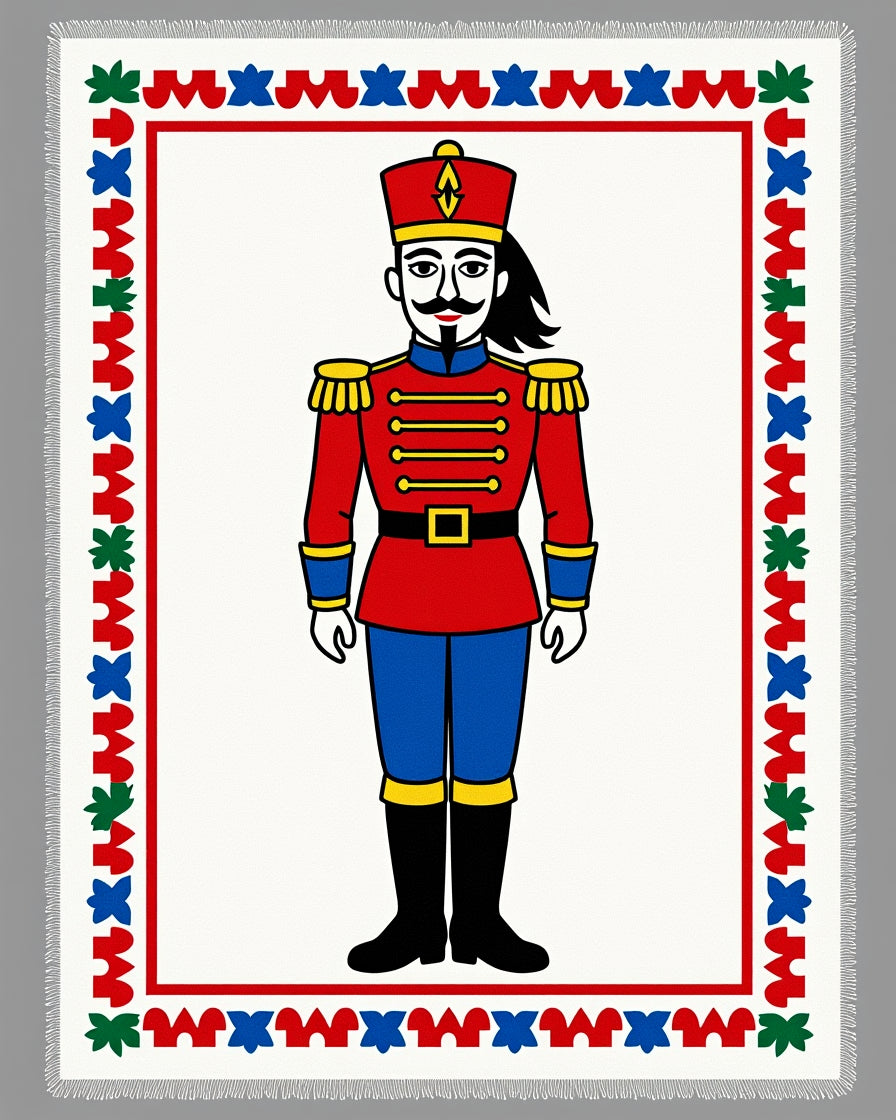 Royal Guard Nutcracker Red Blue Border Rug