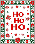 Ho Ho Ho Red Floral Border Rug