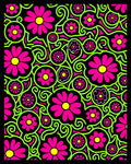 Vibrant Pink Neon Floral Swirl Rug