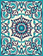 Mandala Teal Ivory Abstract Ornate Rug