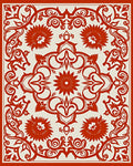 Crimson Floral Medallion Square Rug
