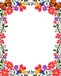 Vibrant Orange Butterfly Floral Border Rug