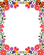 Vibrant Orange Butterfly Floral Border Rug