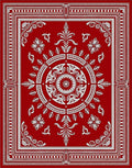 Deep Red Symmetric Garden Composition Rug