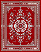 Deep Red Symmetric Garden Composition Rug