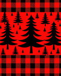 Red Black Buffalo Plaid Forest Pine Trees Rug