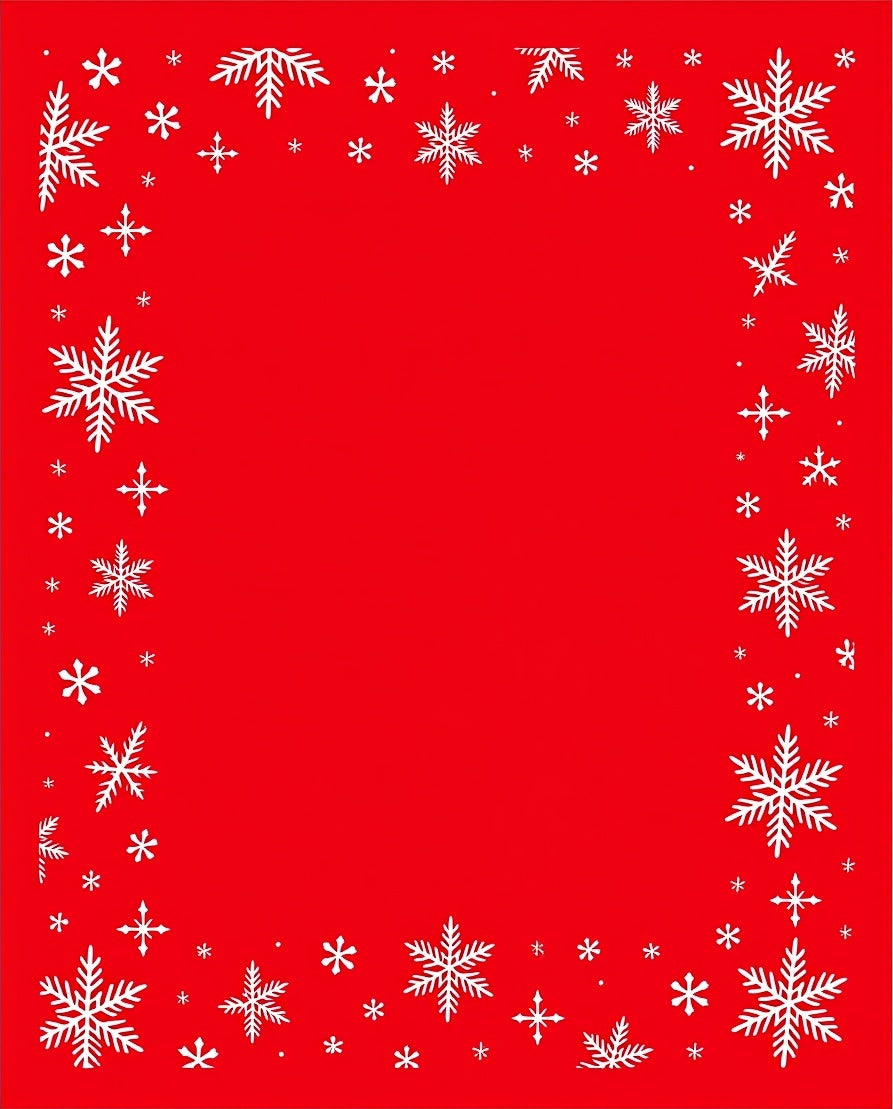 Crimson And White Snowflake Dance Rug