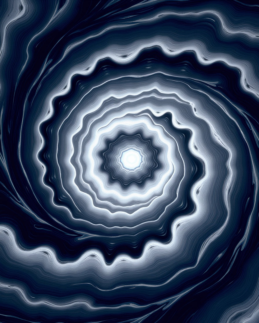 Deep Blue Swirling Agate Fractal Rug
