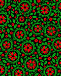 Red Green Floral Sunburst Medallion Rug