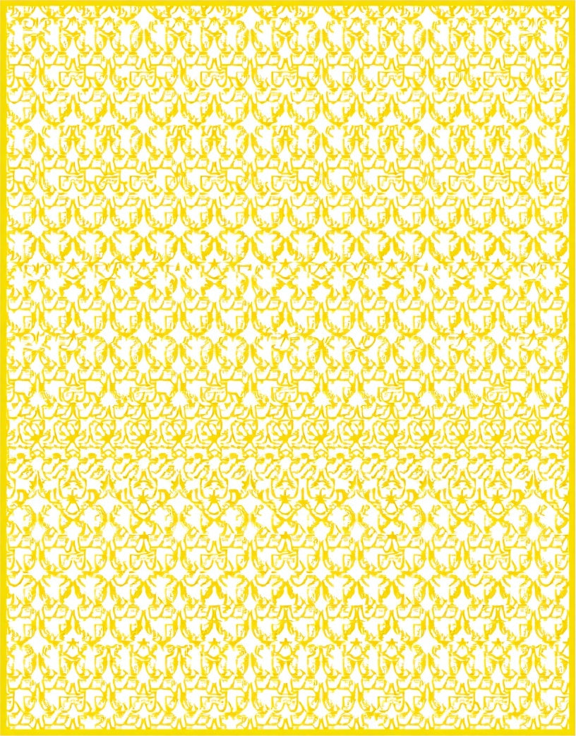 Whimsical Yellow Scroll Medallion Rug
