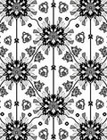 Black White Floral Symmetry Tile Rug